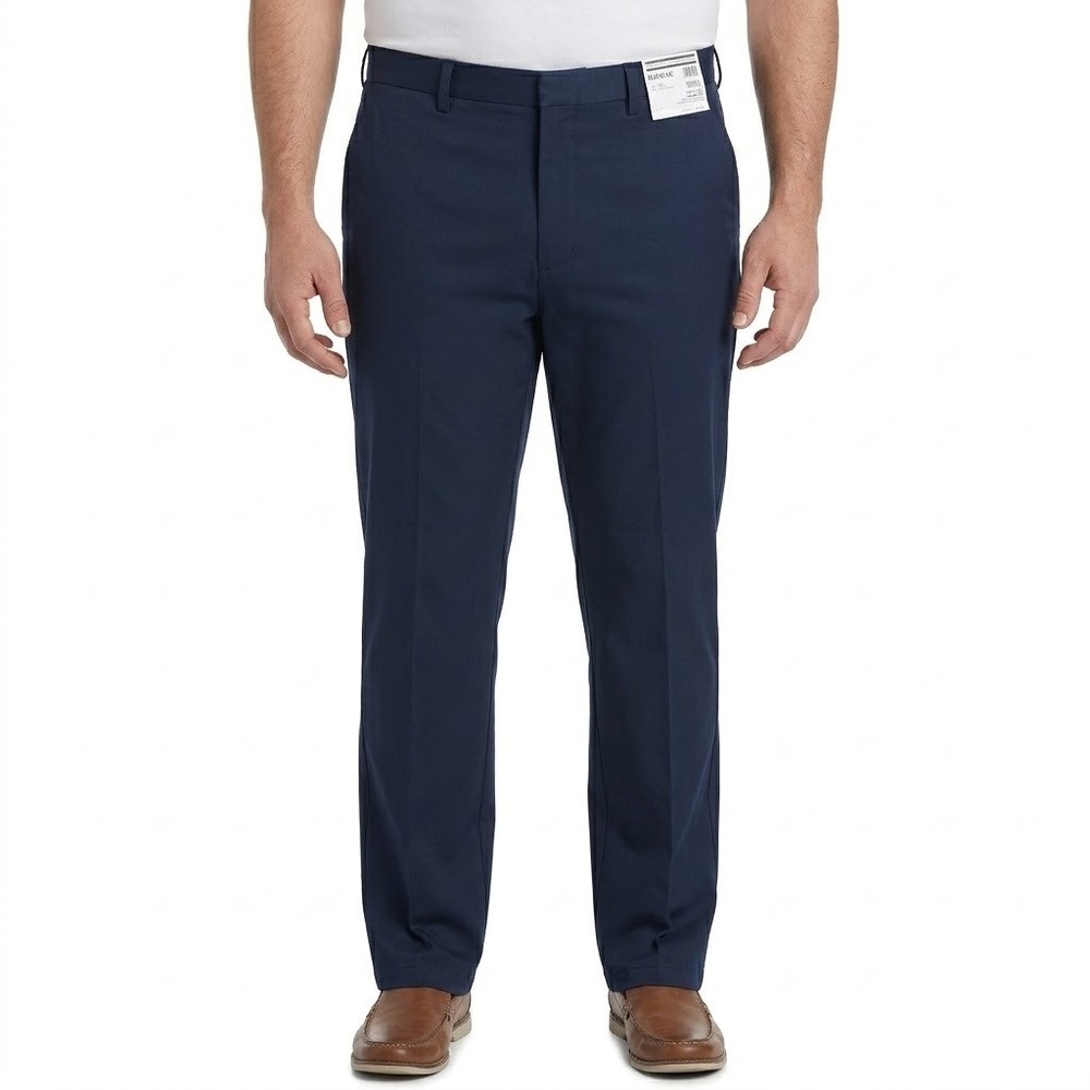 Haggar Cool 18 Pro Mens‎ 42x32 Navy Straight Fit Trousers NWT